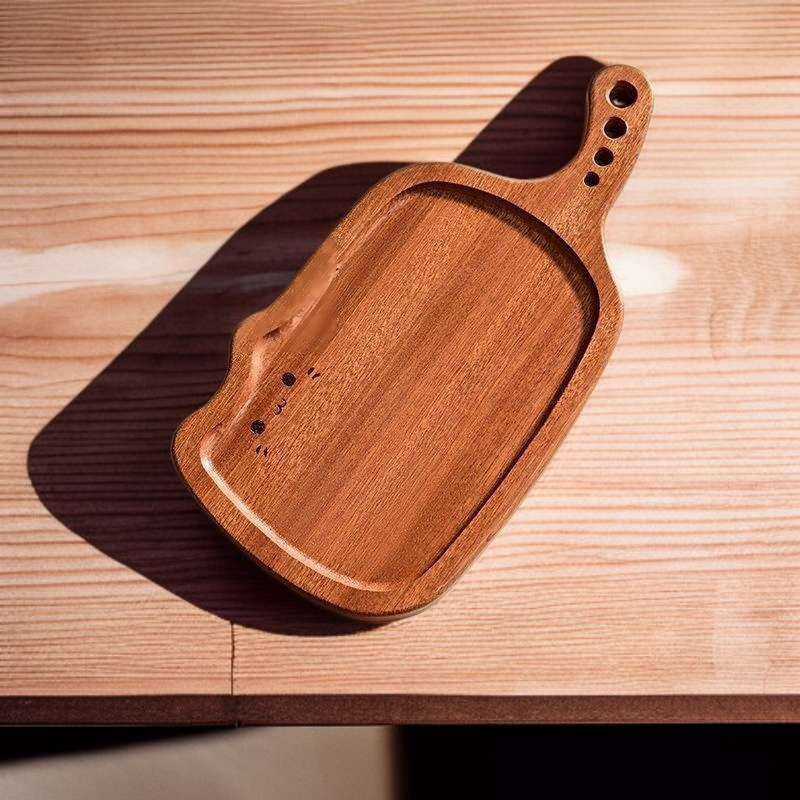 Katze Cartoon Design Tablett aus Sapele Holz