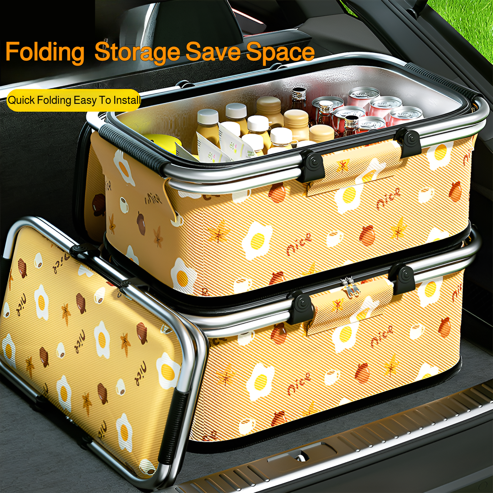 Compact and easy-to-carry picnic basket