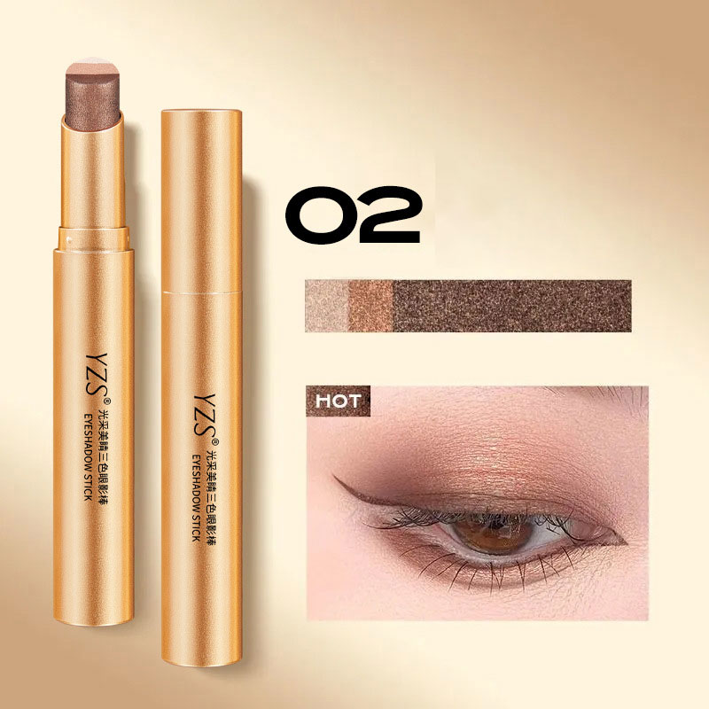 【A Touch of Three Colors】Golden Diamond Three-Color Eyeshadow Stick
