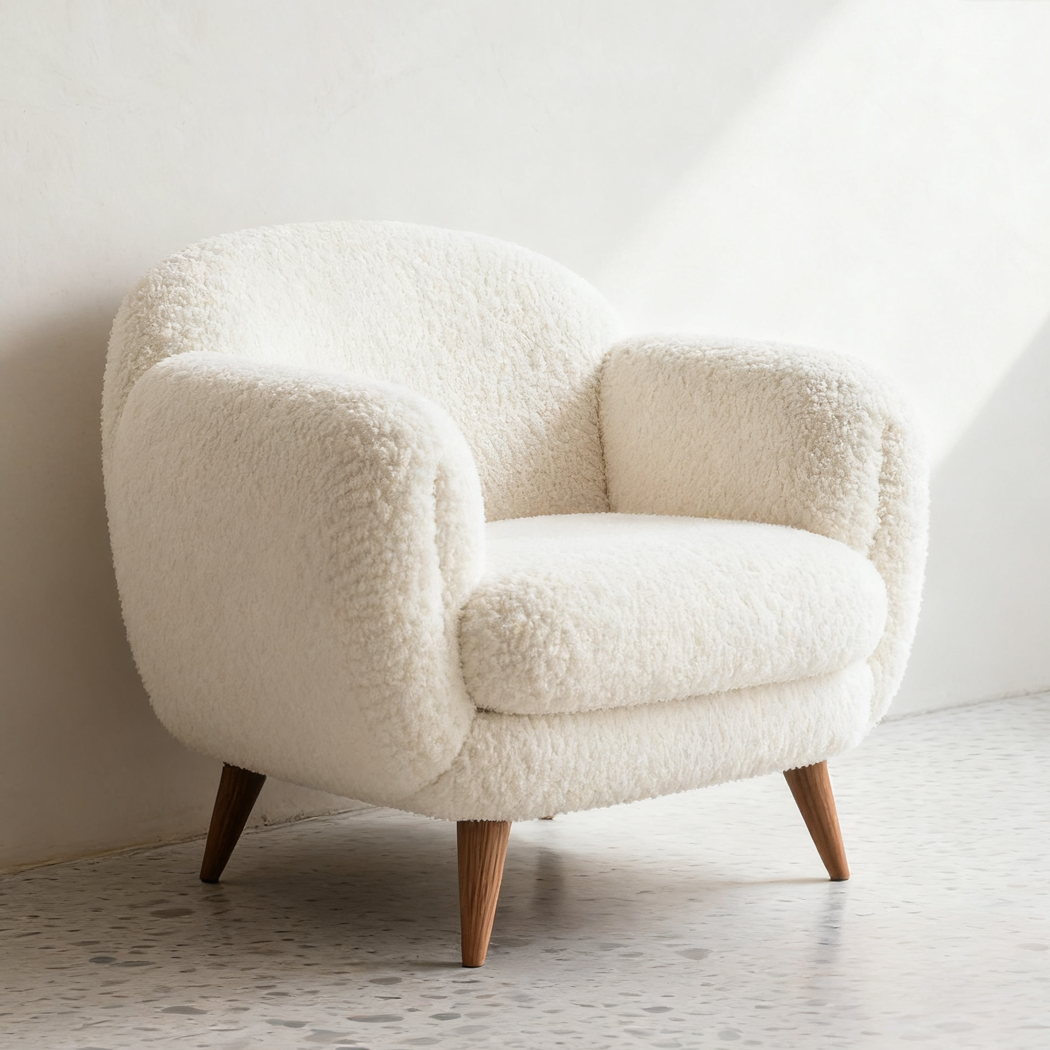 Fotel wypoczynkowy ze skóry jagnięcej