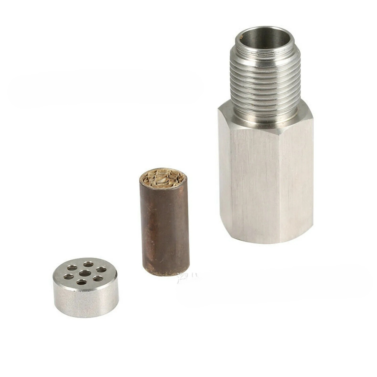 Penyambung Sensor Oksigen Stainless Steel dengan Mini Catalytic Converter | Selesaikan Masalah Lampu Engine Menyala & Kereta Semput | Aksesori Ekzos Kereta Tahan Karat