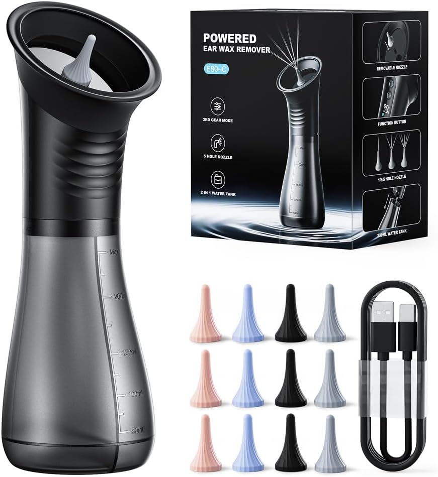 Portable Electric Ear Cleaner: Painlessly flush out stubborn earwax in 3 seconds, and say goodbye to clogged and itchy ears!