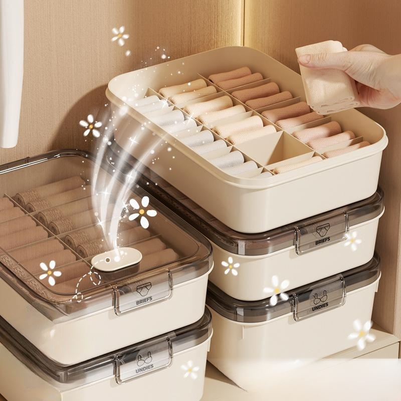 Three-in-one storage box for underwear and panties with aromatherapy