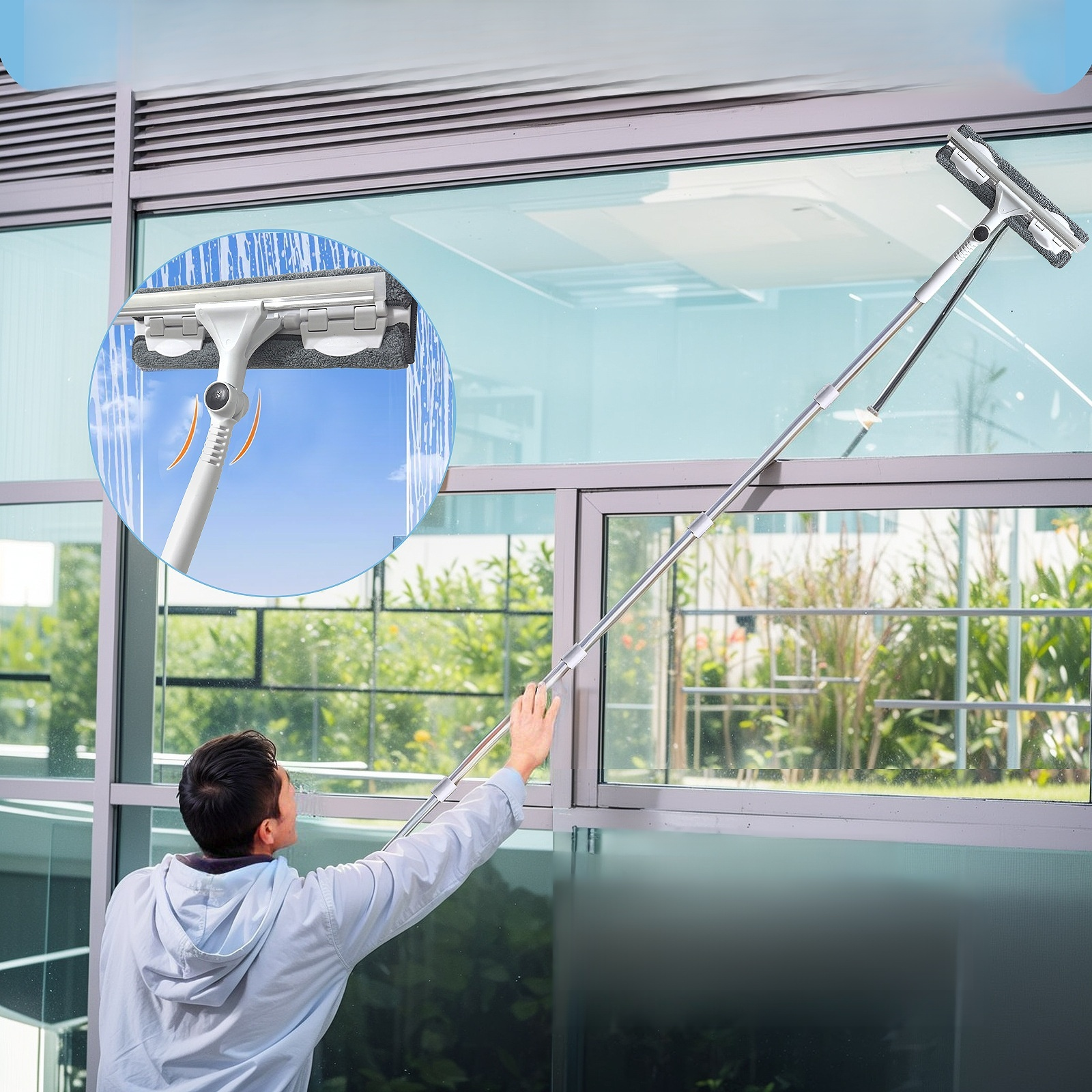 Multifunktionaler Mop für hohe Fenster und Glasflächen