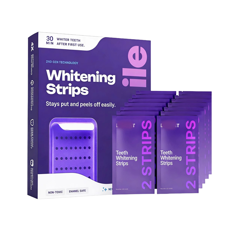 American dentists have developed second-generation purple-toned teeth whitening strips that whiten teeth in 30 minutes, remove 99% of stains in 7 days, are free of hydrogen peroxide and cause zero sensitivity, and are enamel-friendly.