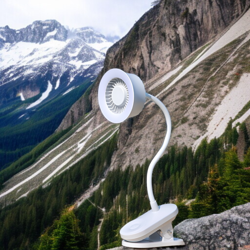 Platzsparender Clip-Ventilator mit Beleuchtung