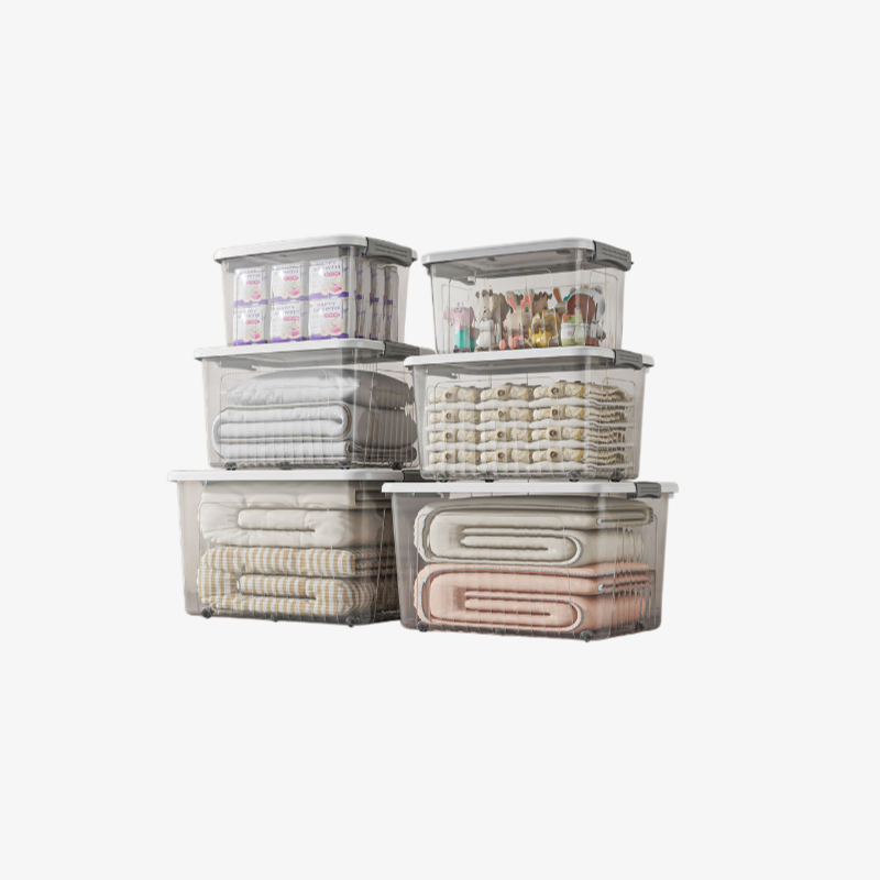 Premium clear storage box organizer with wheels