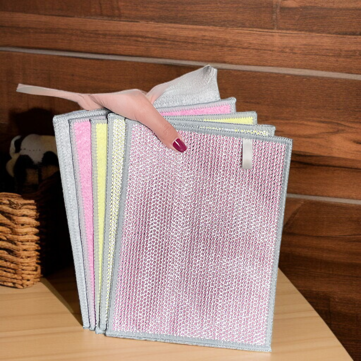 Heavy duty coconut fiber wipes scrubbing pots and pans