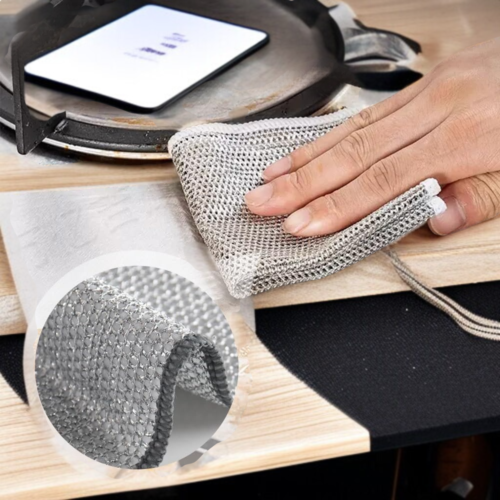 Double sided steel wire coconut wipes cleaning greasy kitchen surfaces