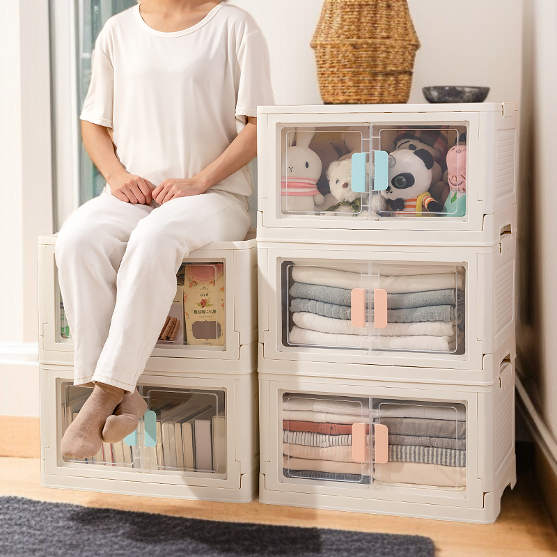 Foldable transparent storage drawers for office supplies