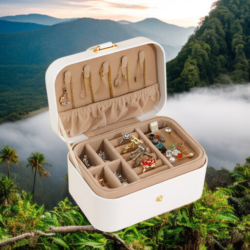 Tragbare Schmuckschatulle für Halsketten, Ohrringe und Ringe