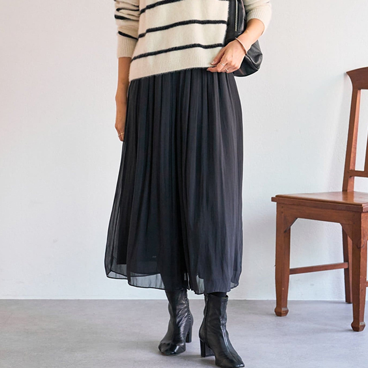 パールシフォンプリーツビーチパンツスカート