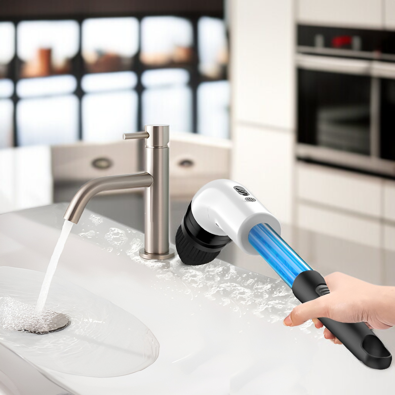 Kabellose Badezimmerbürste mit Flüssigkeitsspender