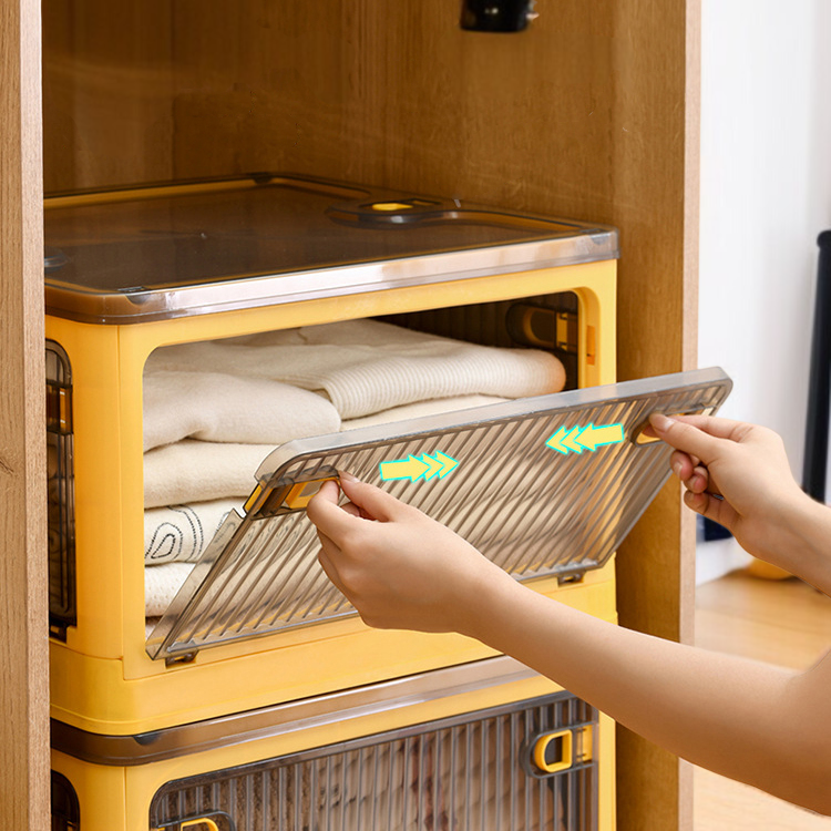 Durable clear plastic storage container for home use