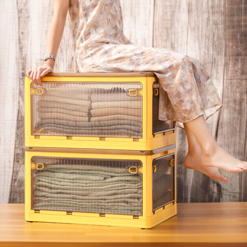 See-through storage bin for quilts and bedding