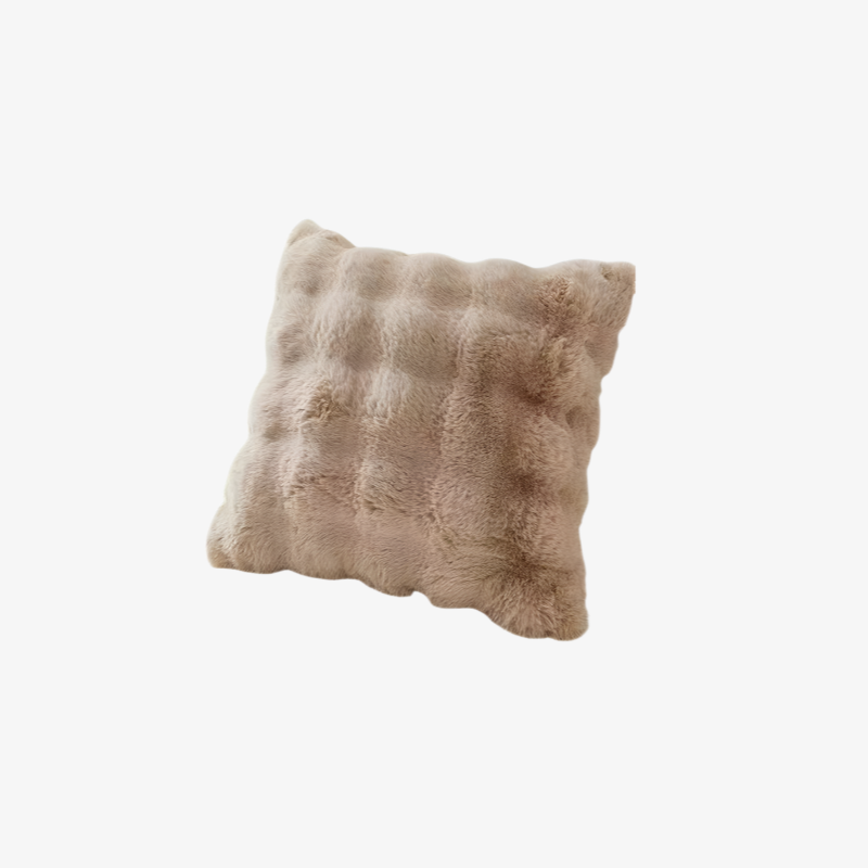厚みのあるイミテーションラビットファープラッシュクッションカバー正面画像