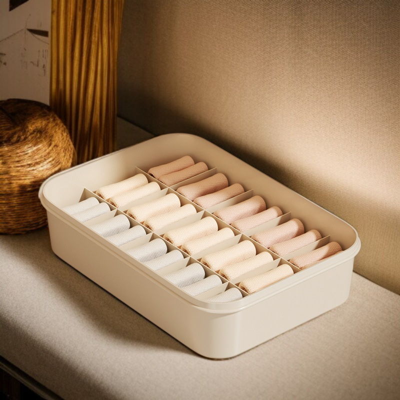 Compartmentalized storage box for lingerie and socks